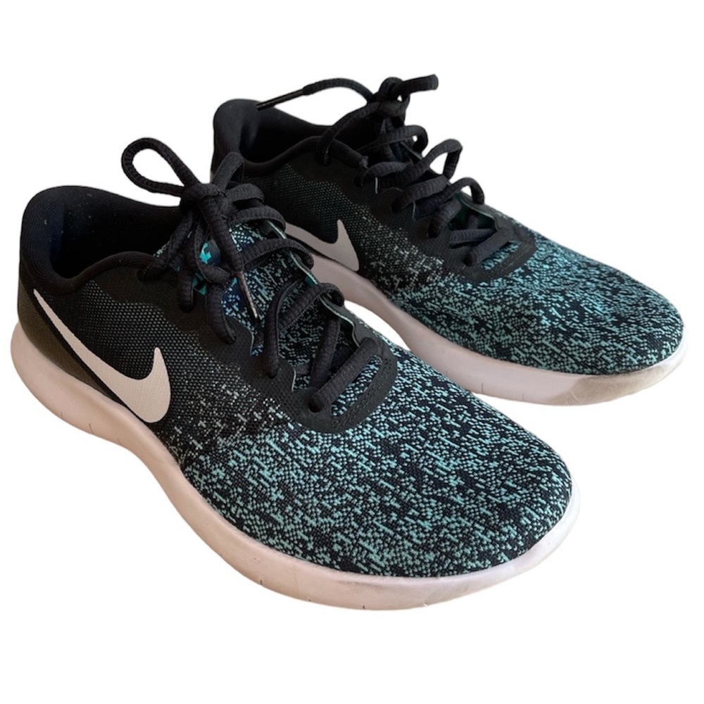 Nike Flex Contact Athletic Running Shoes Sneakers Black Blue Women’s Size 6.5